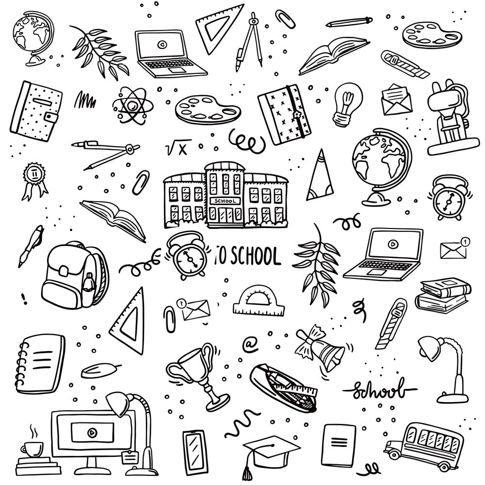 Back to School Supplies Photography Backdrop BRP7-10