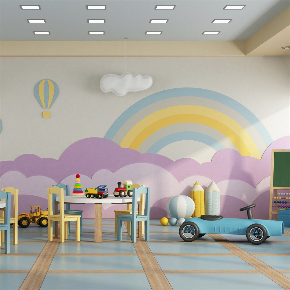 Back to School Rainbow Playroom Photography Backdrop BRP7-39
