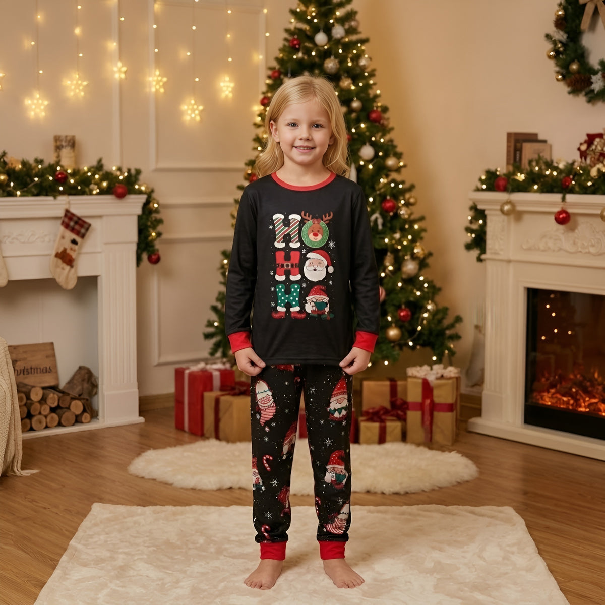 Christmas Matching Pajamas Ho Ho Ho Santa Gnome Print Matching Christmas Pajamas CHP-101