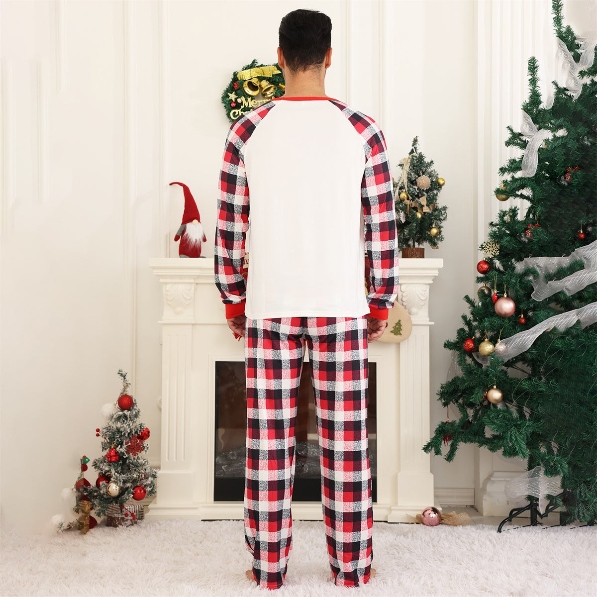 Christmas Long Sleeve Pajamas Plaid Tree Family Print Christmas Pajama Set CHP-77