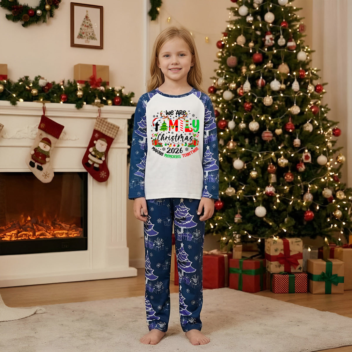 Christmas Pajamas We Are Family 2026 Candy Cane Gift Christmas Light Print Matching Family Sleepwear CHP-143