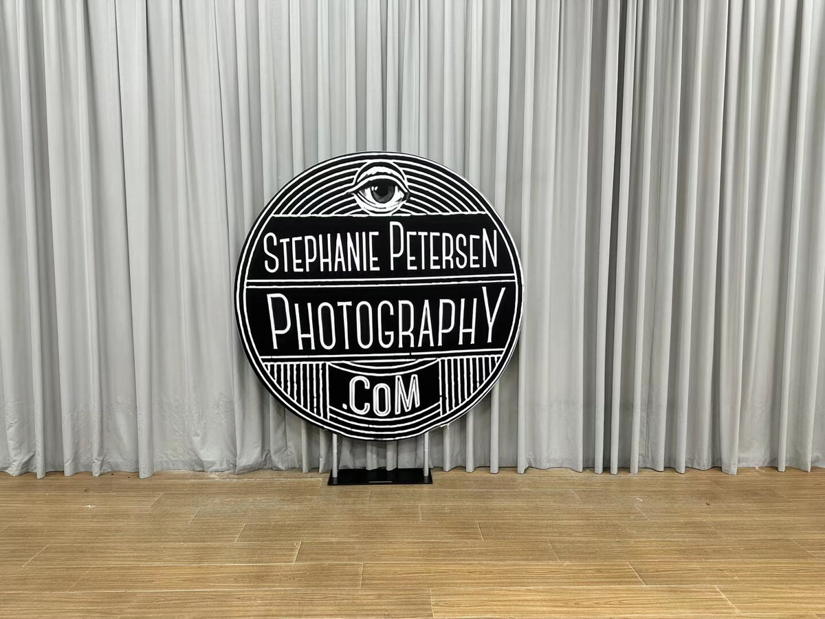 Custom Photo Text Fabric Round Backdrop Party Decorations