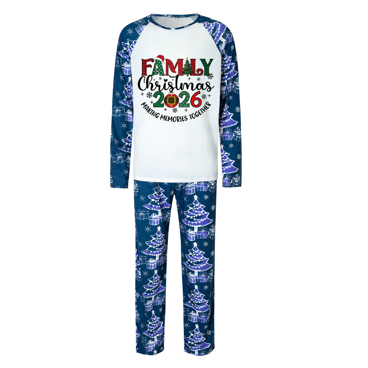 Christmas Pajamas Family Christmas 2026 Plaid Letter Christmas Ornament Print Matching Family Sleepwear CHP-136