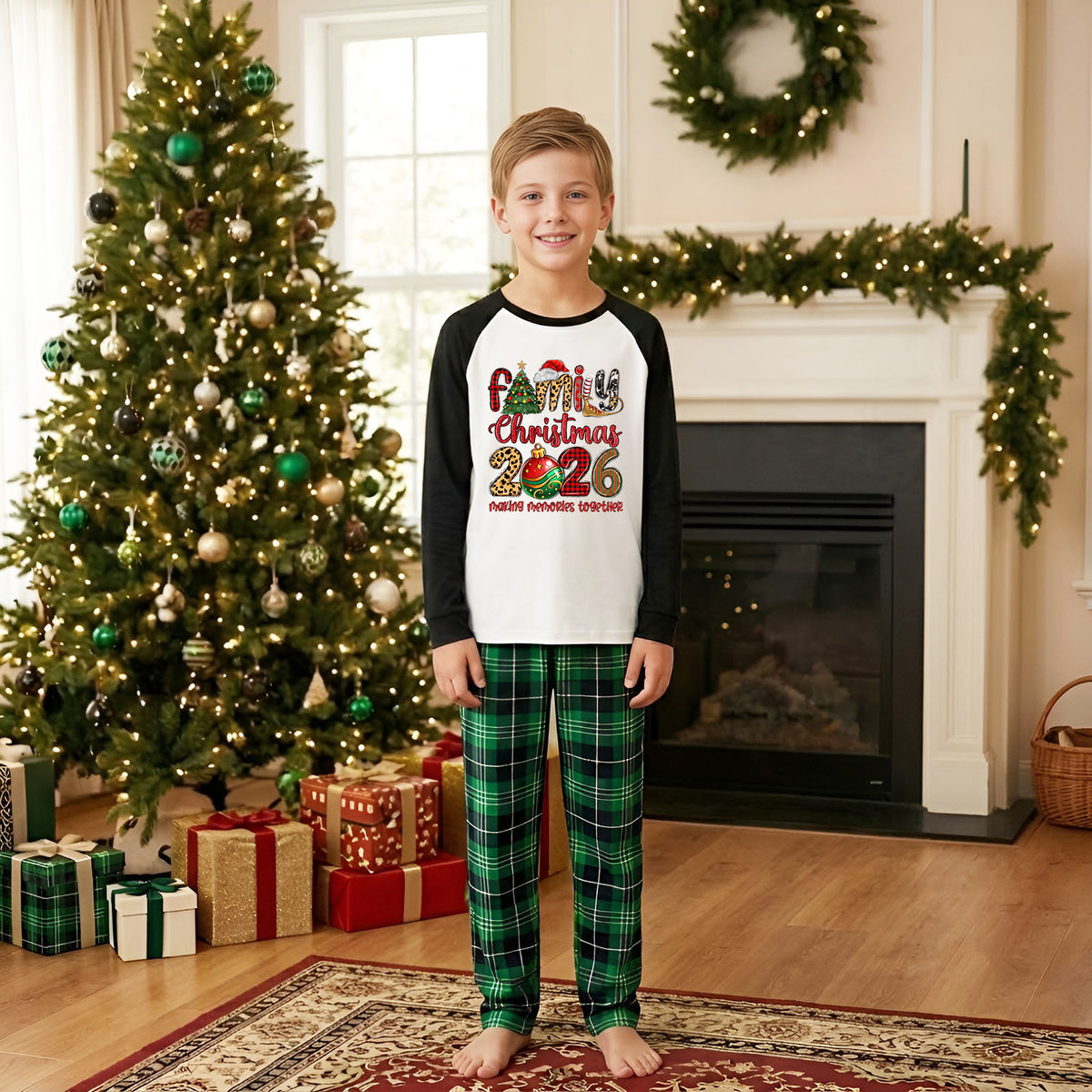 Christmas Matching Pajamas Colorful Patterned Typography Family Christmas PJs CHP-71