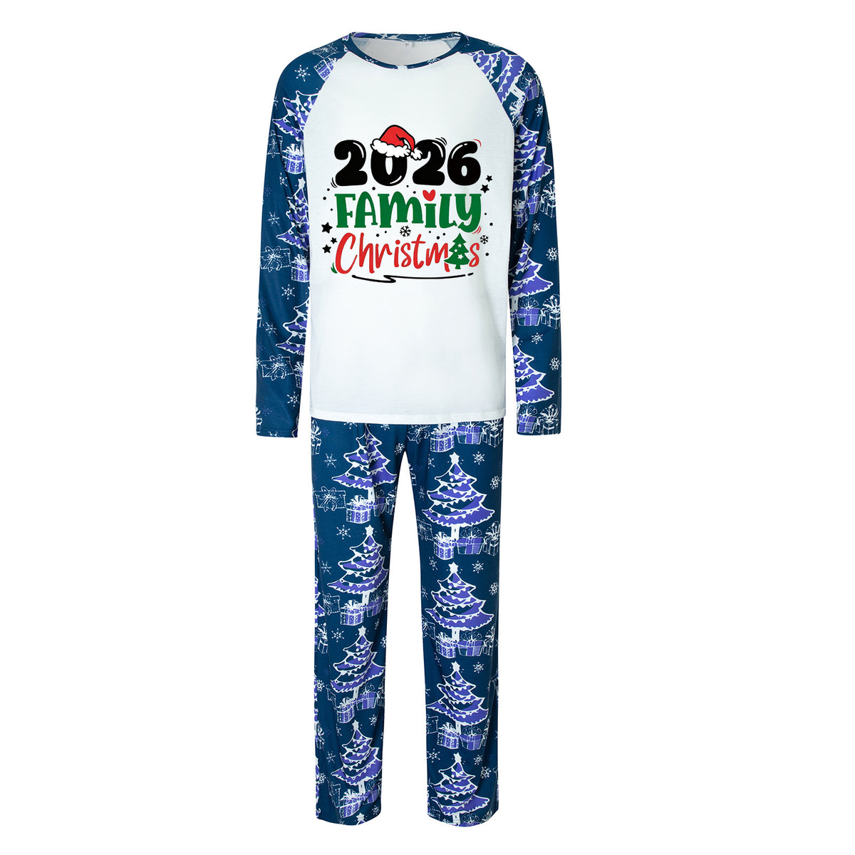 Christmas Pajamas 2026 Family Christmas Red Green Lettering Santa Hat Matching Family Sleepwear CHP-139