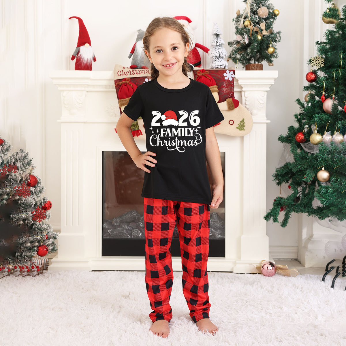 Christmas Family Photoshoot Outfits Santa Hat Bold Typography Christmas Party Pajamas CHP-31