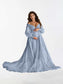 V Neck Ruffles Long Sleeve Maternity Dress for Photography RB3