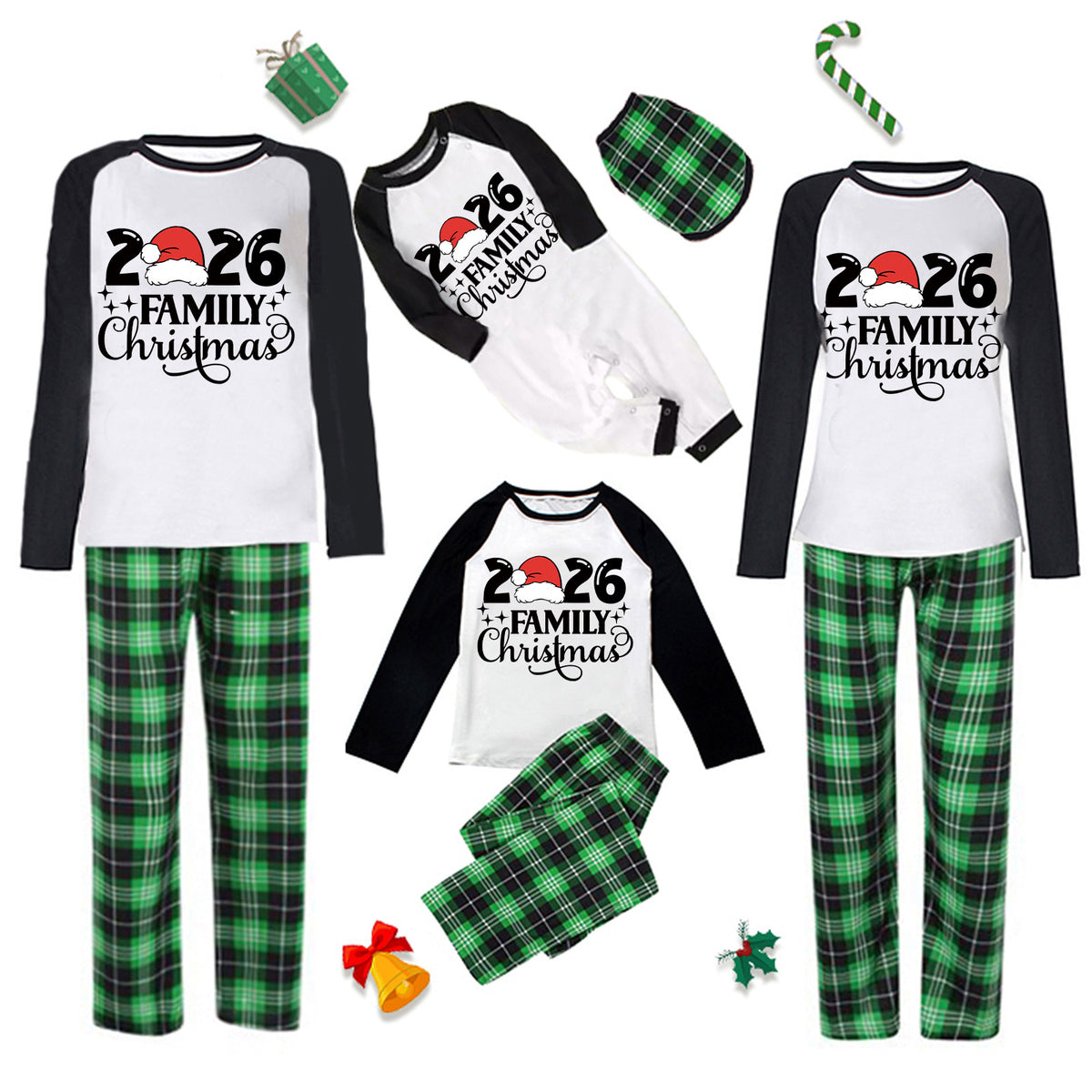 Matching Christmas Pajamas for Photos Santa Hat Family Typography Christmas Lounge Set CHP-65
