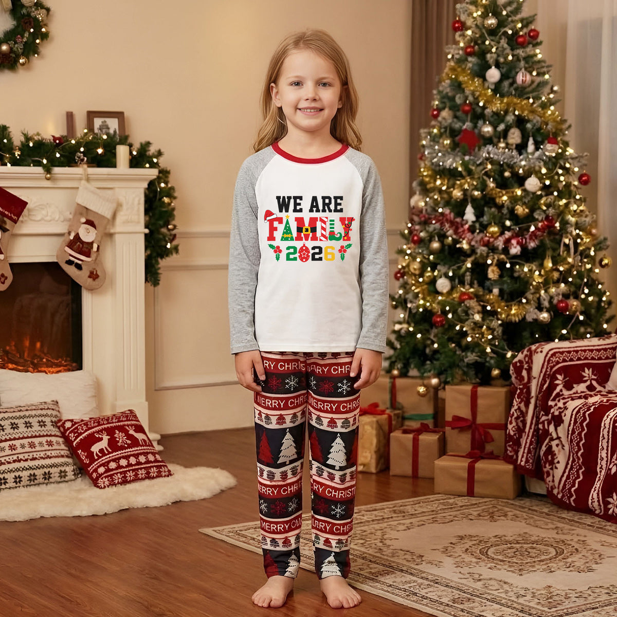Holiday Matching Pajamas Bold Family Festive Typography Fair Isle Christmas Pajamas CHP-61