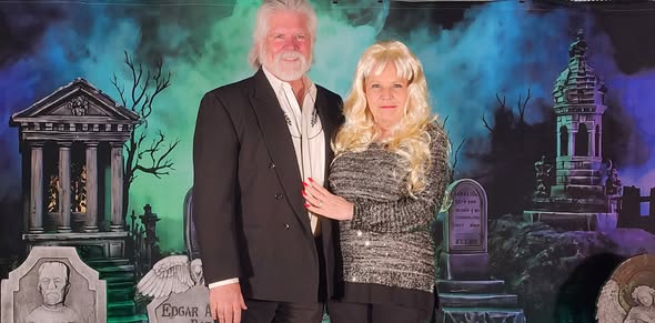 Halloween Graveyard Backdrop Glowing Foggy Tombstones Halloween Backdrop MRR8-24