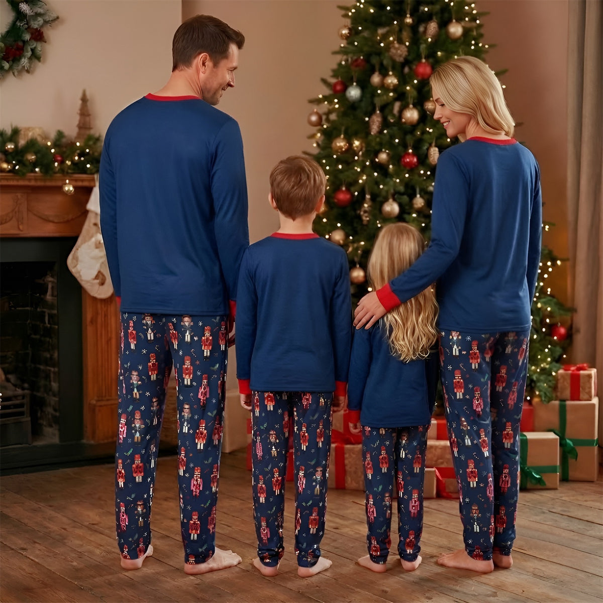 Christmas Family Pajamas Blue Nutcracker Soldier Print Matching Family Christmas Pajamas CHP-102