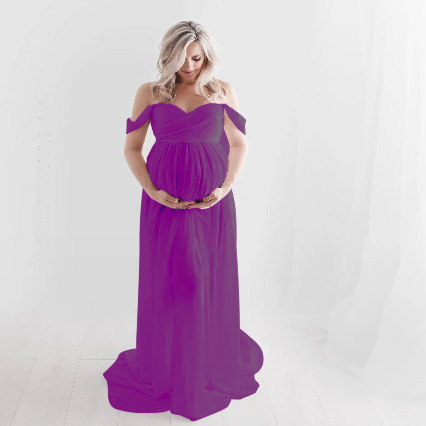Maternity Portrait 2-in-1 Stretch Floor Length Maternity Photography Dress RB7