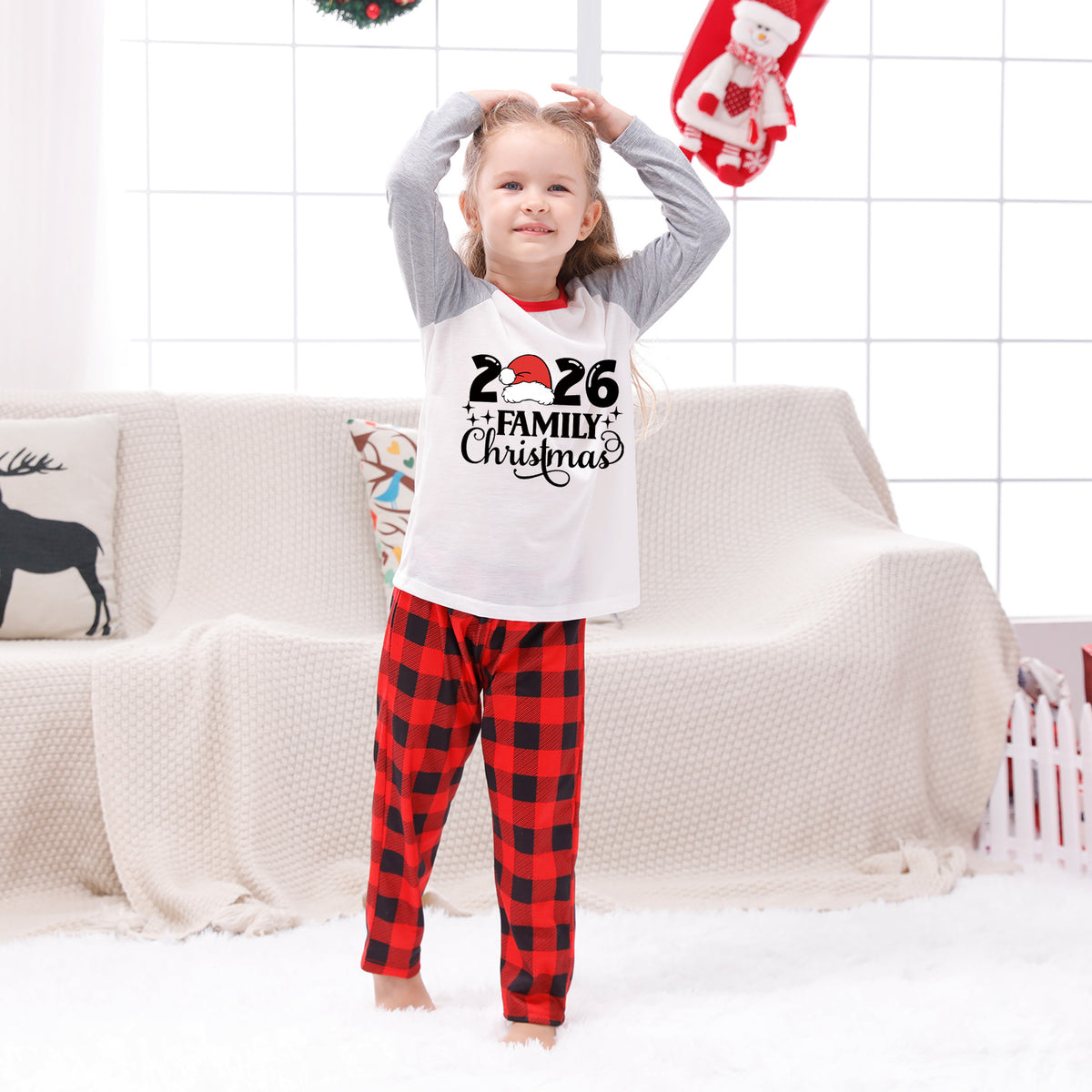 Christmas Pajamas 2026 Family Christmas Santa Hat Typography Family Photo Outfit Christmas Sleepwear CHP-108