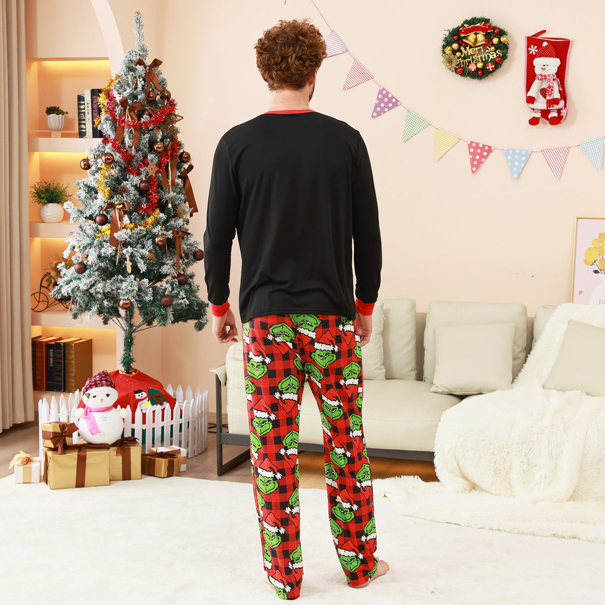 Christmas Lounge Set Grinch Character Print Matching Christmas Pajamas for Photos CHP-78