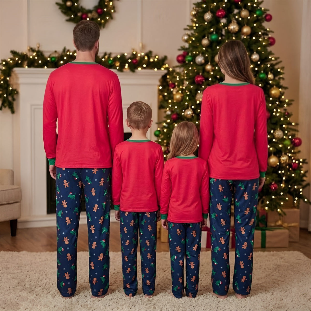 Christmas Photo Session Outfits Gingerbread Dinosaur Print Family Christmas Pajamas CHP-104