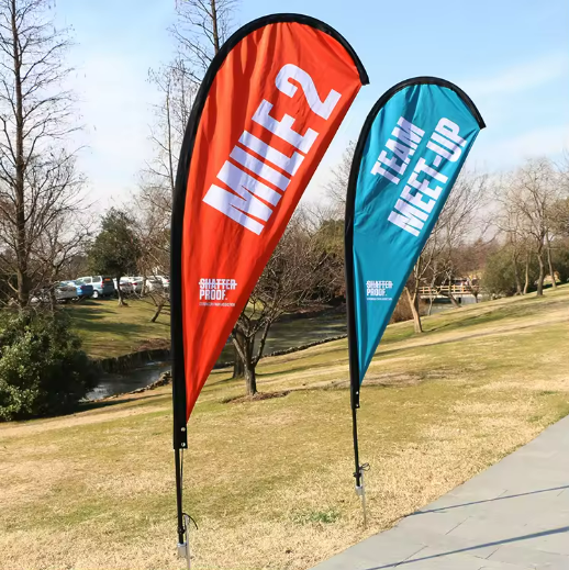 Custom Teardrop Flag Text Logo Design for Business Events