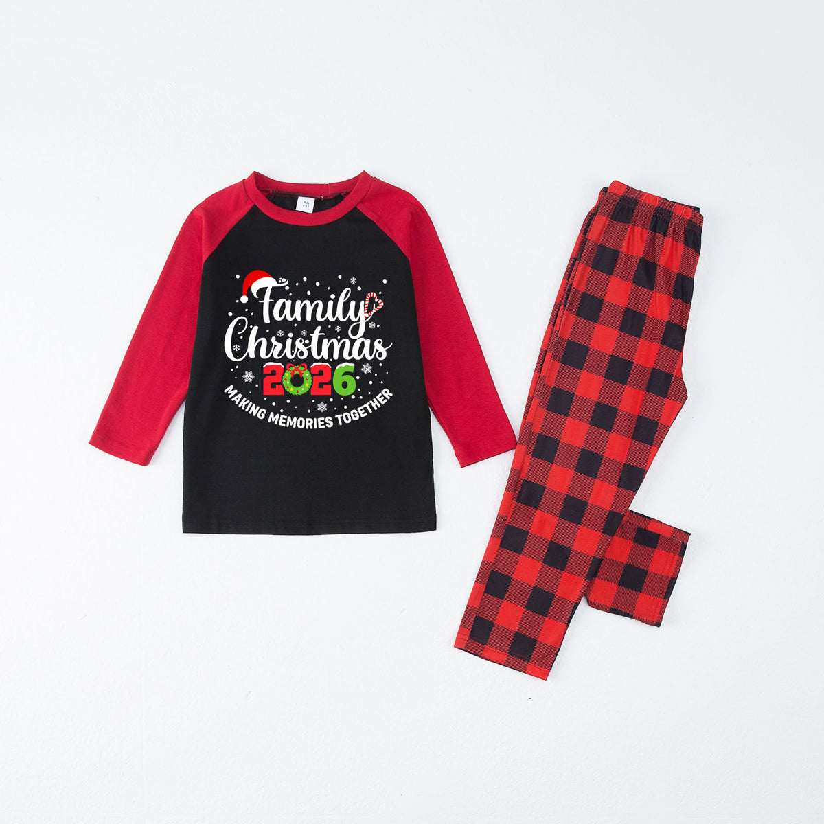 Family Christmas Pajamas Santa Hat Festive Typography Christmas Party Pajamas CHP-54