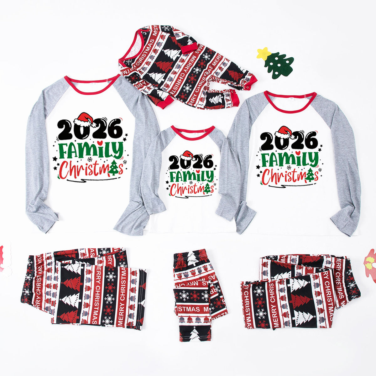 Christmas Photo Session Outfits Bold Colorful Family Typography Christmas PJs CHP-58