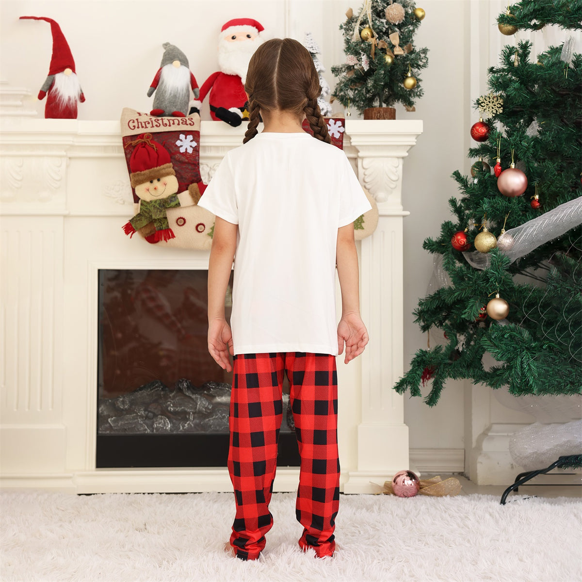 Family Christmas Pajamas Reindeer Faces Festive Lettering Holiday Pajamas CHP-24