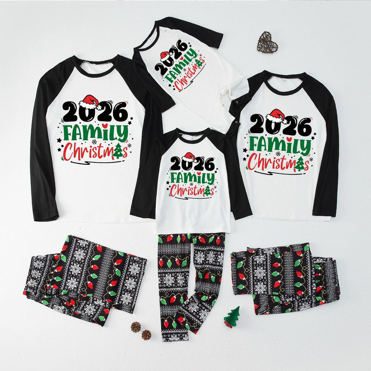 Christmas Pajamas 2026 Family Christmas Santa Hat Print Matching Family Photoshoot Sleepwear CHP-118