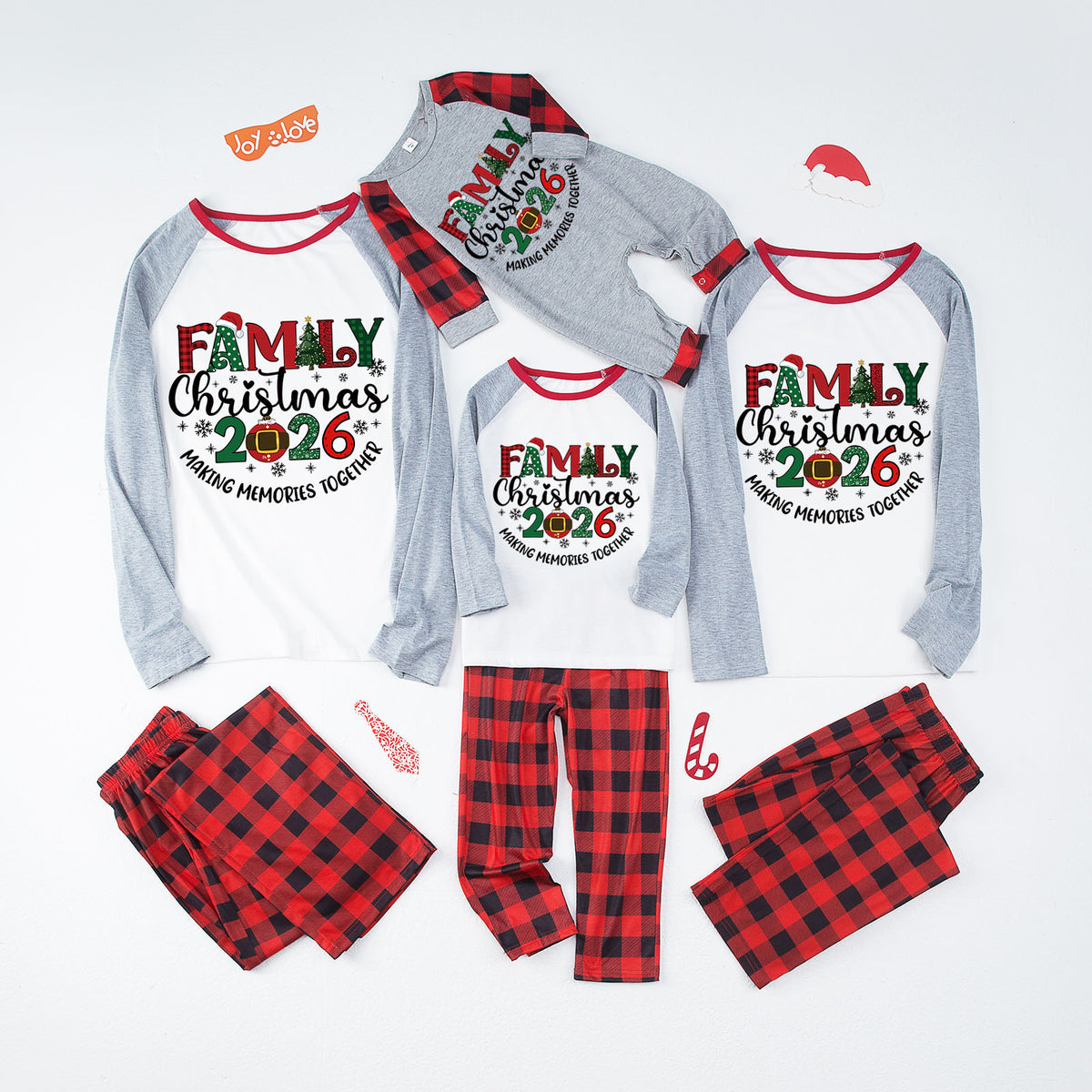 Christmas Pajamas Family Christmas 2026 Plaid Letter Print Matching Family Photo Outfit Christmas Sleepwear CHP-106