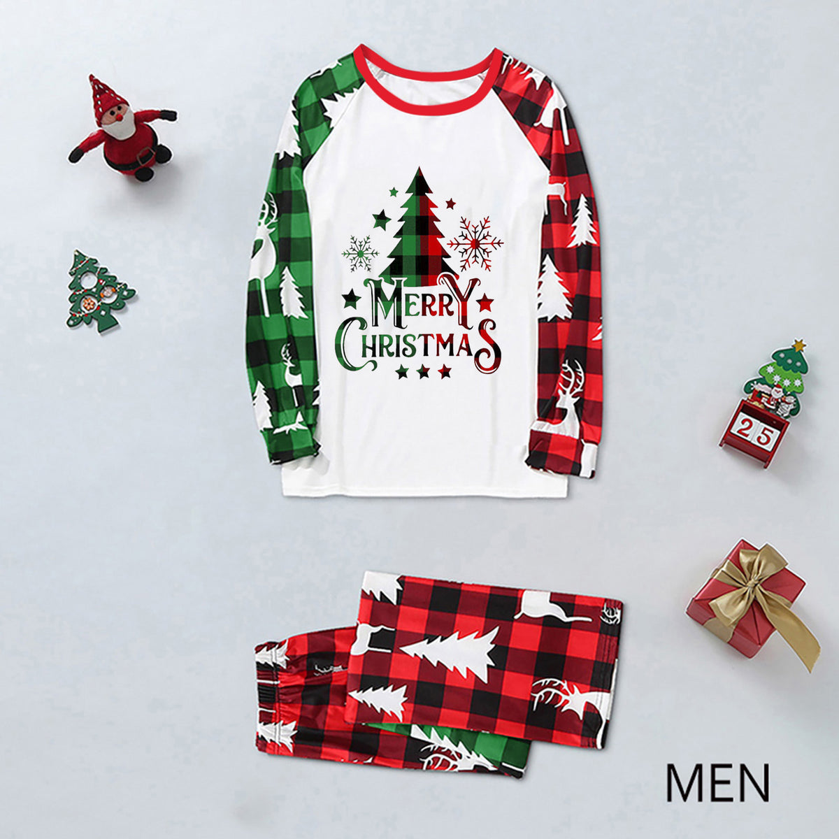 Christmas Pajamas for Family Photos Merry Tree Reindeer Print Mommy and Me Christmas Pajamas CHP-89