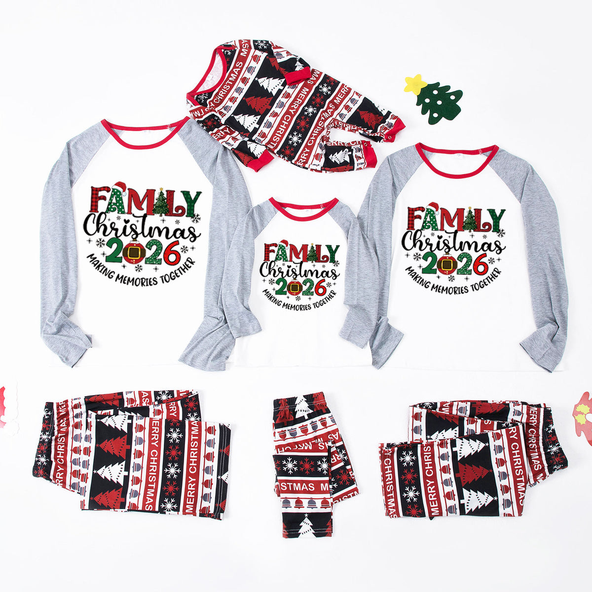 Matching Family Christmas Pajamas Santa Hat Tree Graphic Christmas Eve Pajamas CHP-55