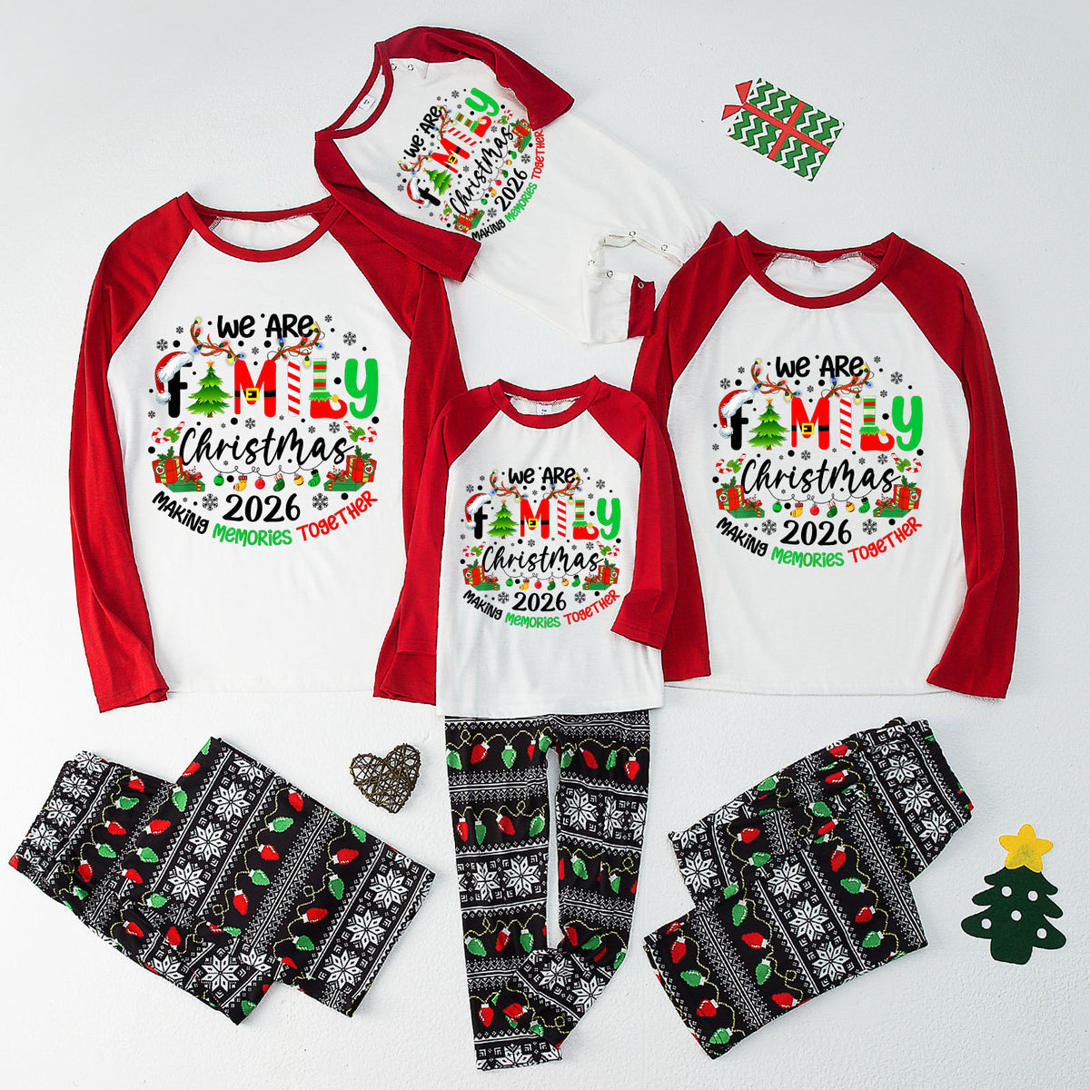 Christmas Pajamas We Are Family 2026 Christmas Lights Gift Print Matching Family Sleepwear CHP-133