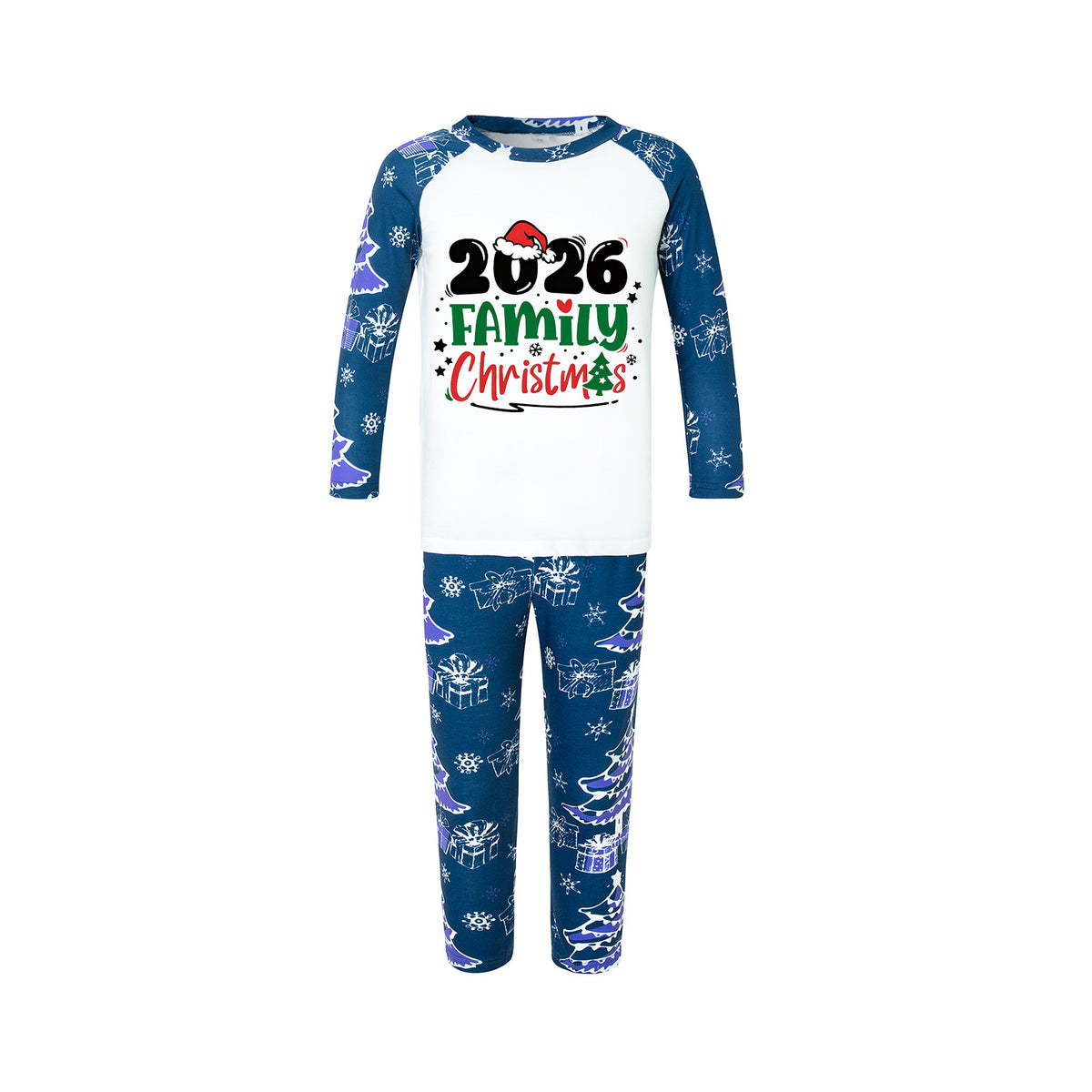 Christmas Pajamas 2026 Family Christmas Red Green Lettering Santa Hat Matching Family Sleepwear CHP-139