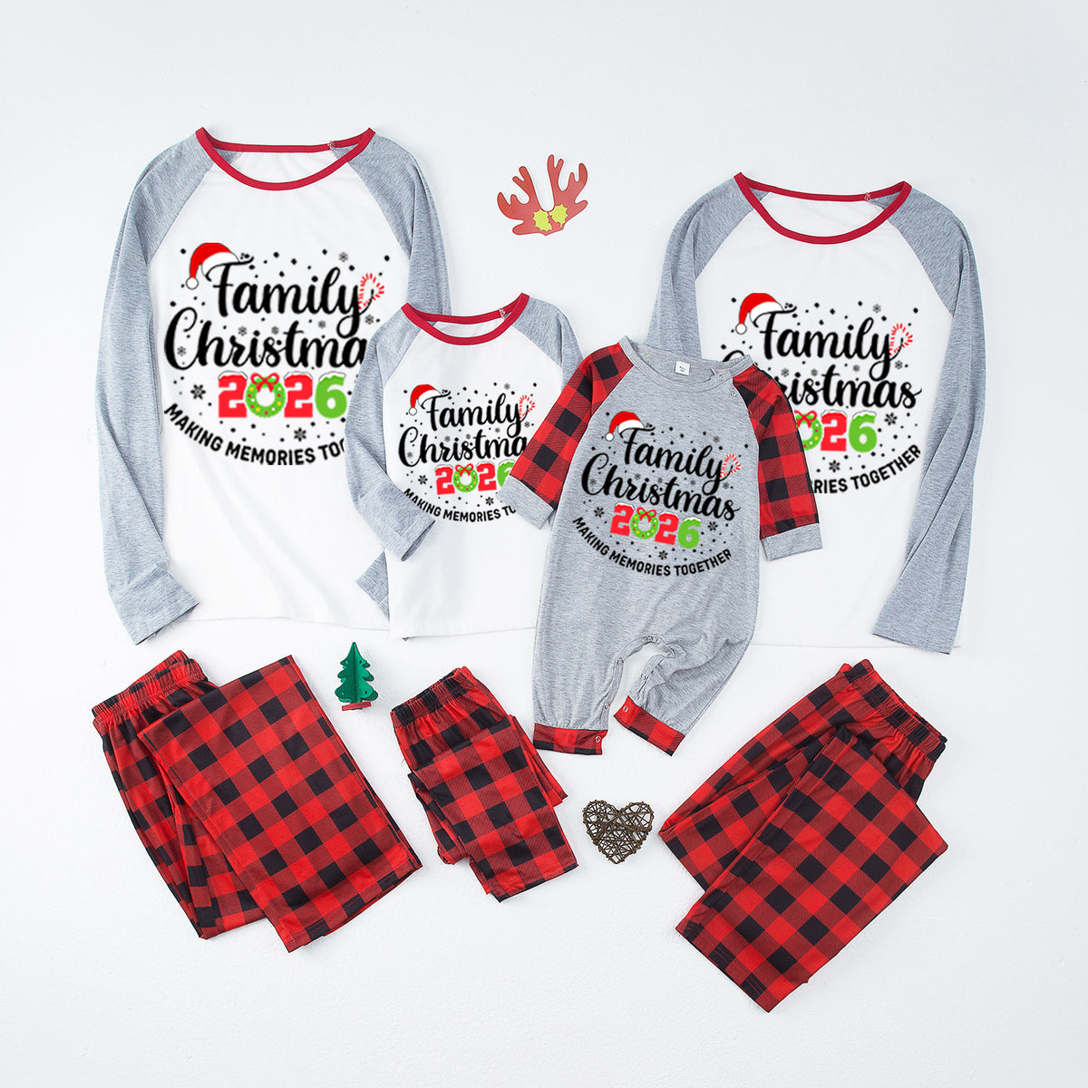 Christmas Pajamas Family Christmas 2026 Candy Cane Script Matching Family Photoshoot Outfit Christmas Sleepwear CHP-113