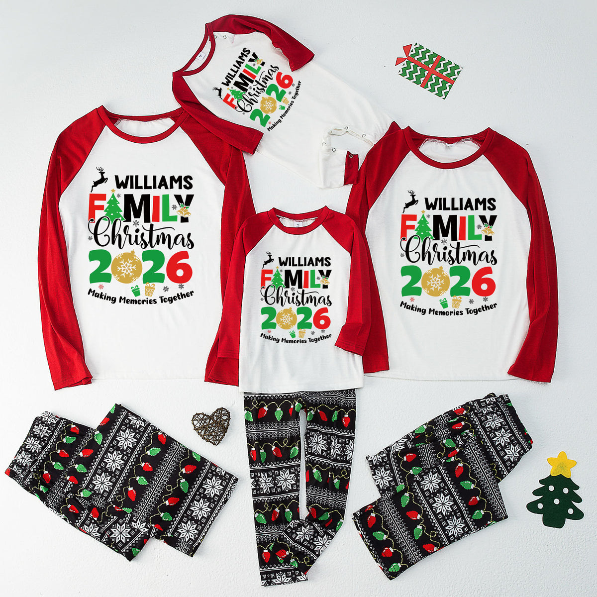 Christmas Pajamas Williams Family 2026 Reindeer Tree Graphic Matching Family Sleepwear CHP-131