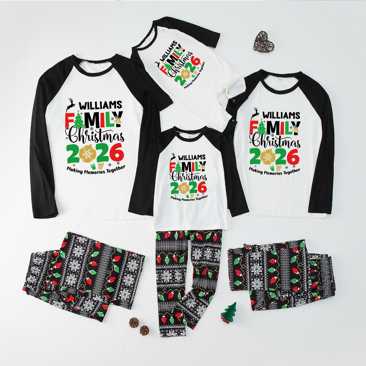 Personalized Christmas Pajamas Williams Family 2026 Matching Family Photoshoot Sleepwear CHP-120