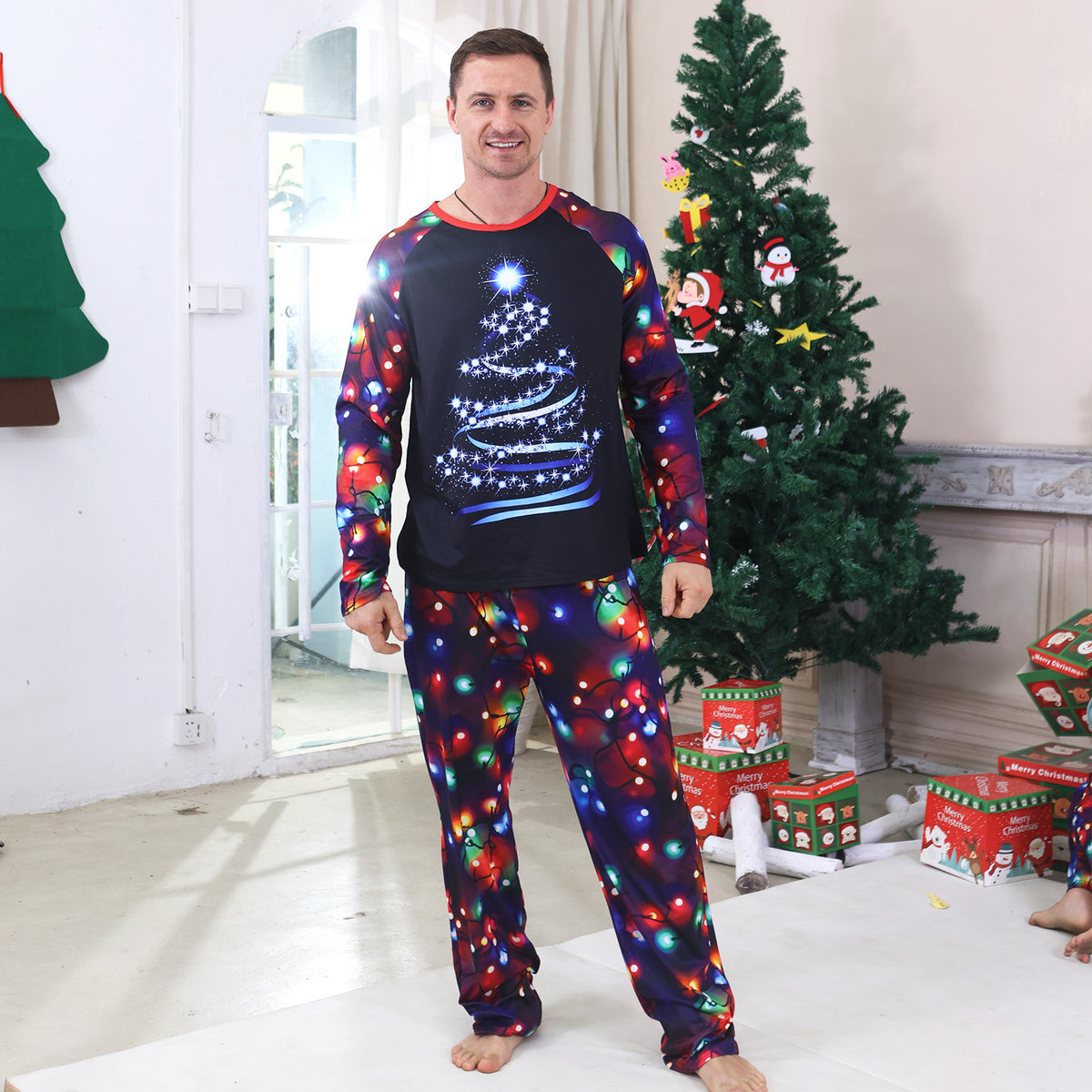 Christmas Card Photo Outfits Sparkling Tree Lights Print Christmas Photo Session Outfits CHP-93