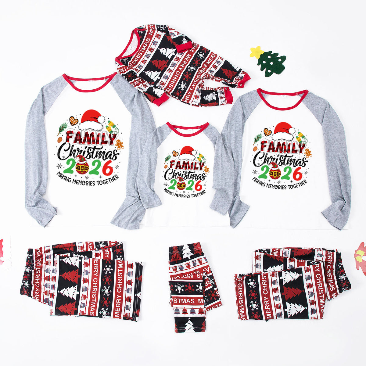Matching Christmas Pajamas Santa Gingerbread Print Graphic Christmas Family Pajamas CHP-56