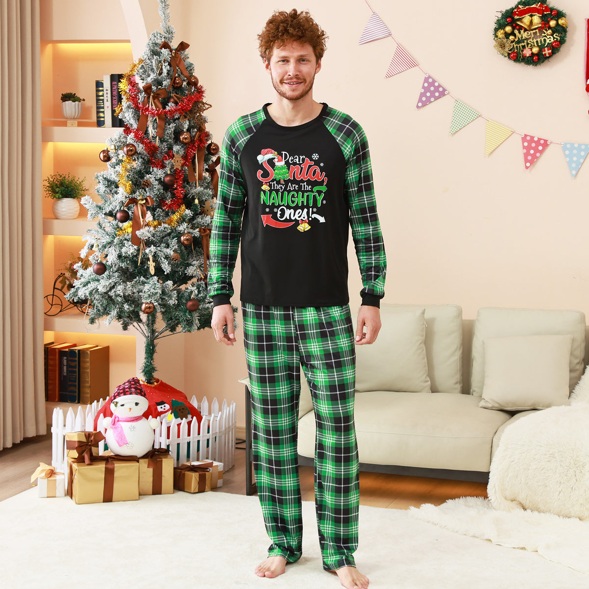 Christmas Sleepwear Naughty Santa Print Christmas Photo Session Outfits CHP-83