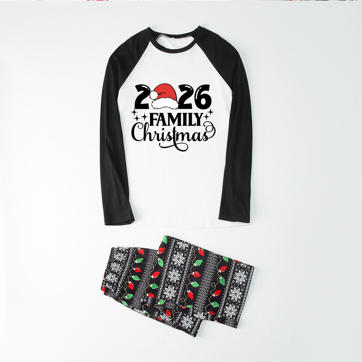 Christmas Pajamas 2026 Family Christmas Santa Hat Black Lettering Matching Family Photo Outfit Christmas Sleepwear CHP-116