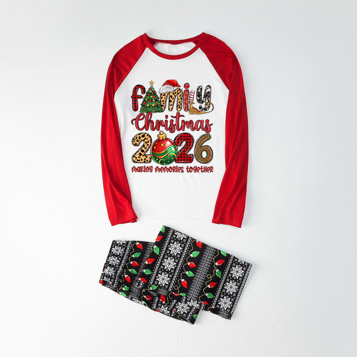 Christmas Pajamas Family Christmas 2026 Plaid Leopard Letter Print Matching Family Sleepwear CHP-134