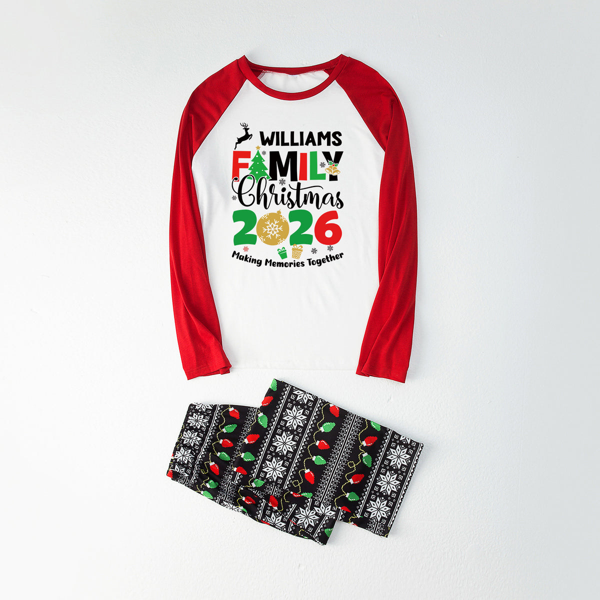 Christmas Pajamas Williams Family 2026 Reindeer Tree Graphic Matching Family Sleepwear CHP-131
