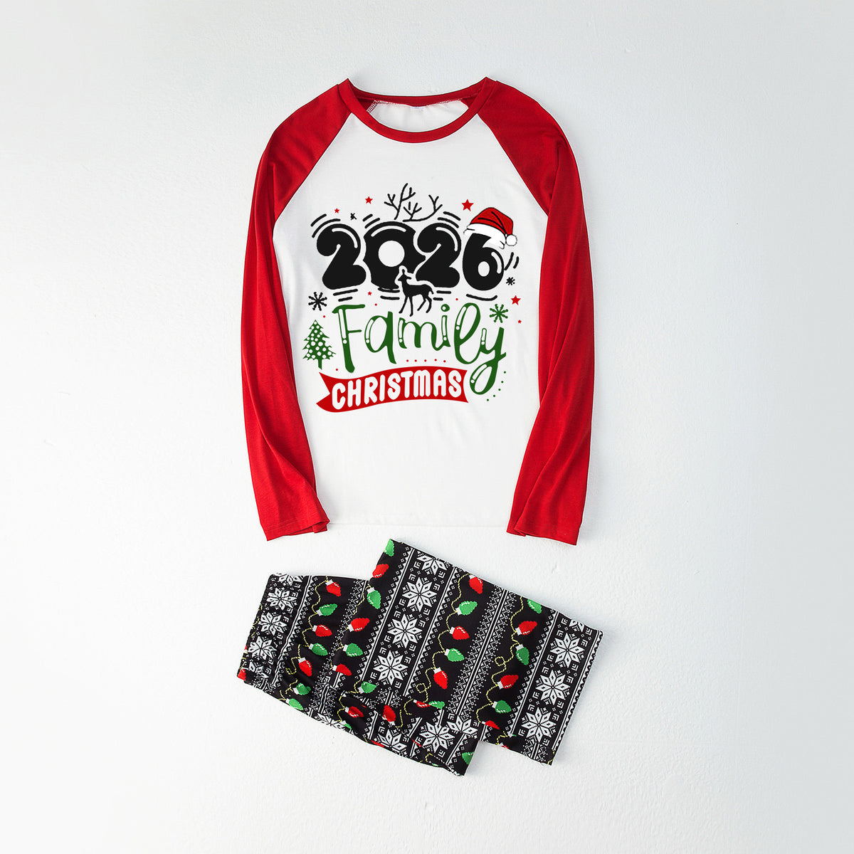 Christmas Pajamas 2026 Family Christmas Reindeer Antler Print Matching Family Sleepwear CHP-130