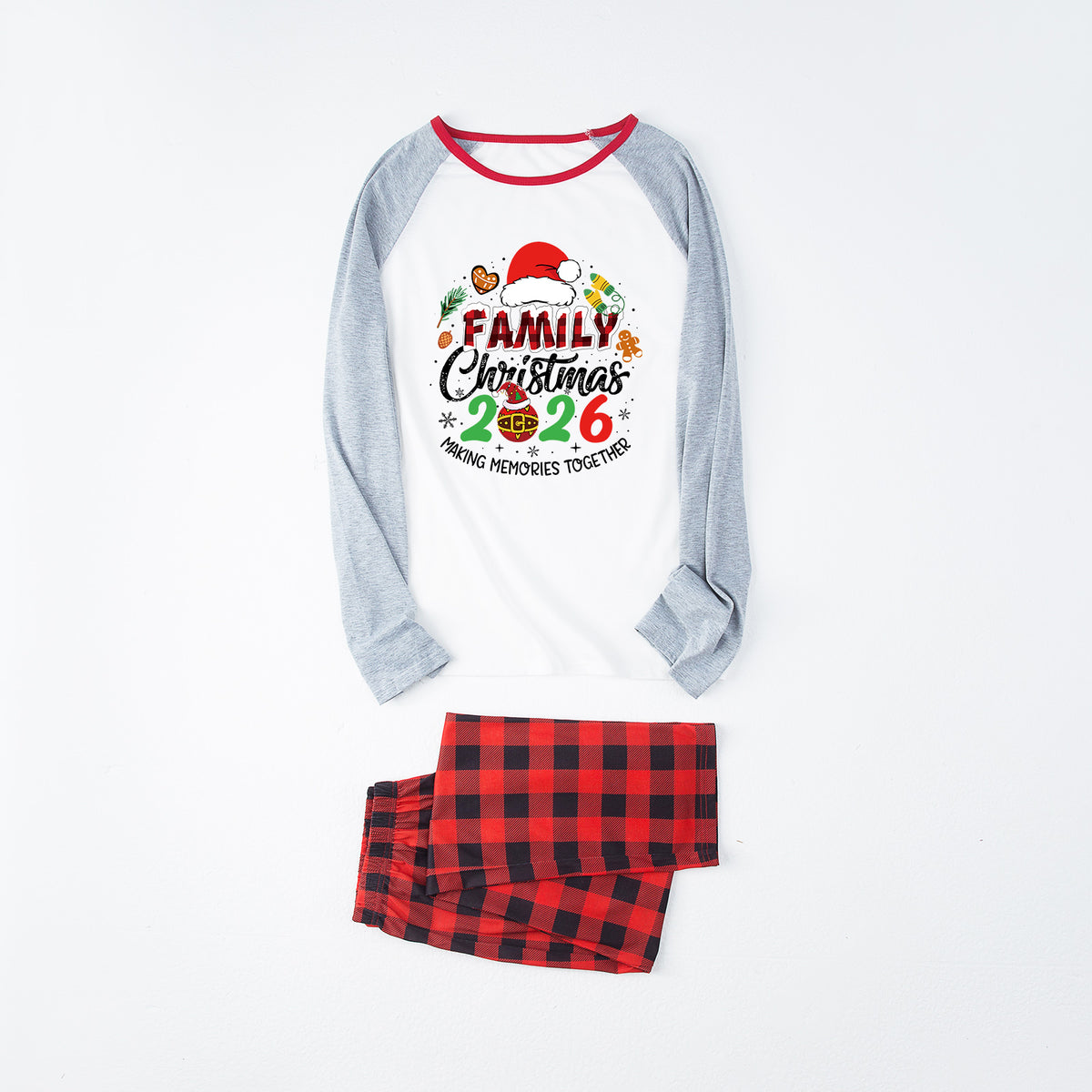 Christmas Pajamas Santa Hat Gingerbread Print Matching Family Christmas Photoshoot Outfit Christmas Sleepwear CHP-107