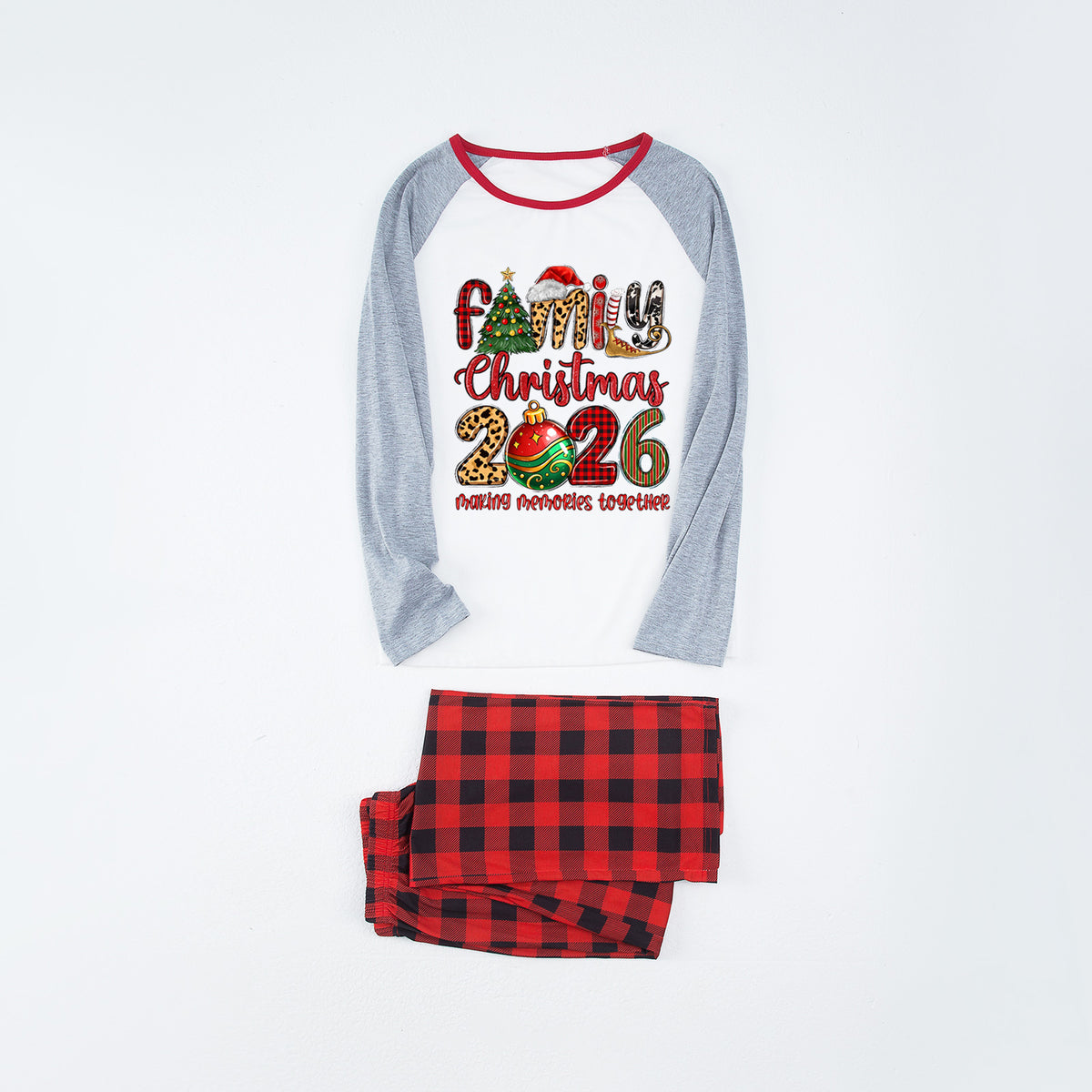 Christmas Pajamas Colorful Ornament Letter Print Matching Family Photo Outfit Christmas Sleepwear CHP-112