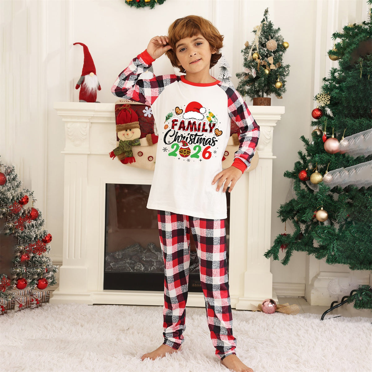 Holiday Pajamas Santa Hat Colorful Typography Family Christmas Pajamas CHP-75