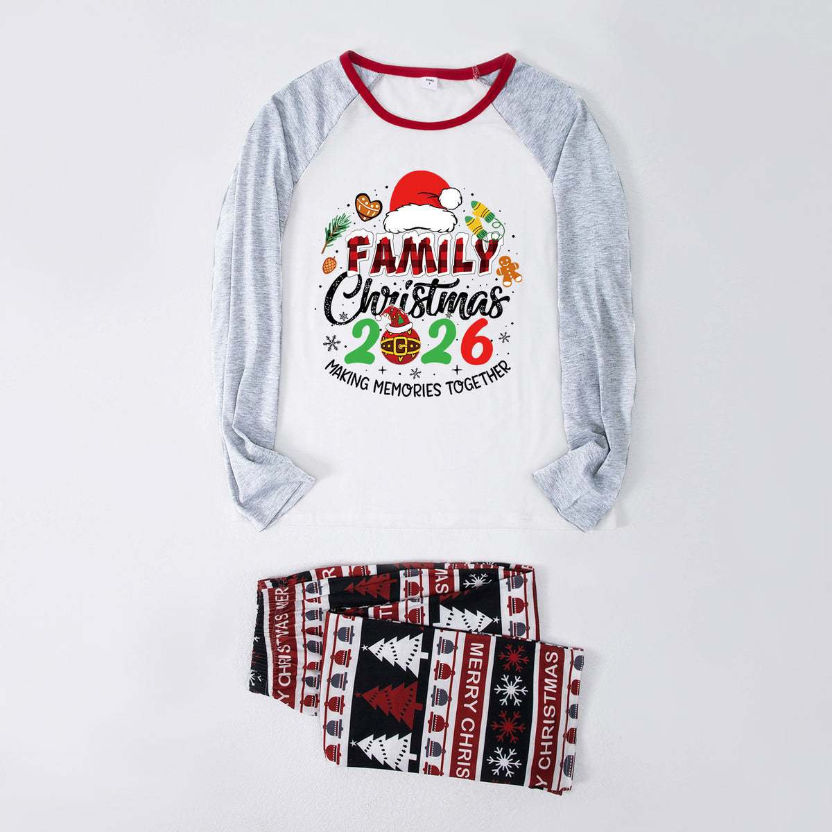 Matching Christmas Pajamas Santa Gingerbread Print Graphic Christmas Family Pajamas CHP-56