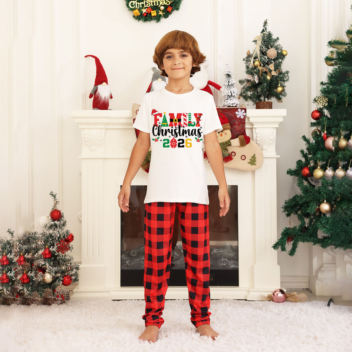 Matching Christmas Pajamas Colorful Typography Ornaments Christmas Eve Pajamas CHP-26