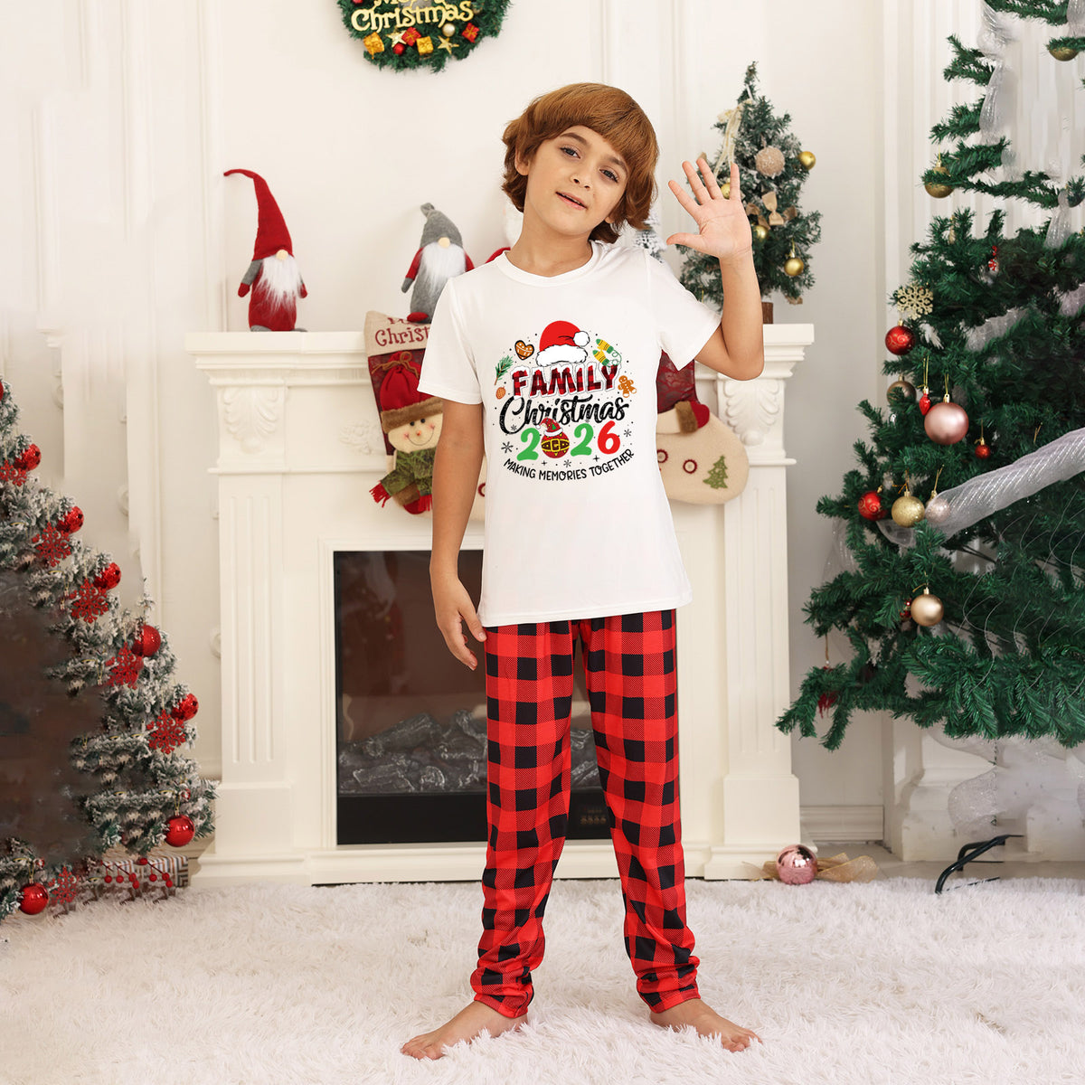 Christmas Pajama Set Santa Hat Memory Lettering Christmas Long Sleeve Pajamas CHP-22