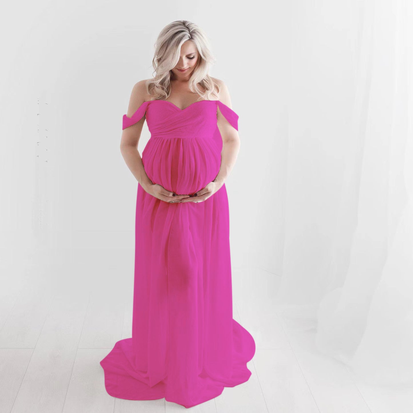 Maternity Portrait 2-in-1 Stretch Floor Length Maternity Photography Dress RB7