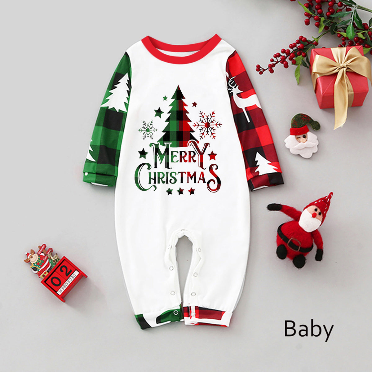 Christmas Pajamas for Family Photos Merry Tree Reindeer Print Mommy and Me Christmas Pajamas CHP-89