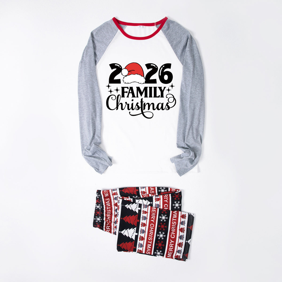 Matching Christmas Pajamas Santa Hat Family Script Christmas Photo Session Outfits CHP-57