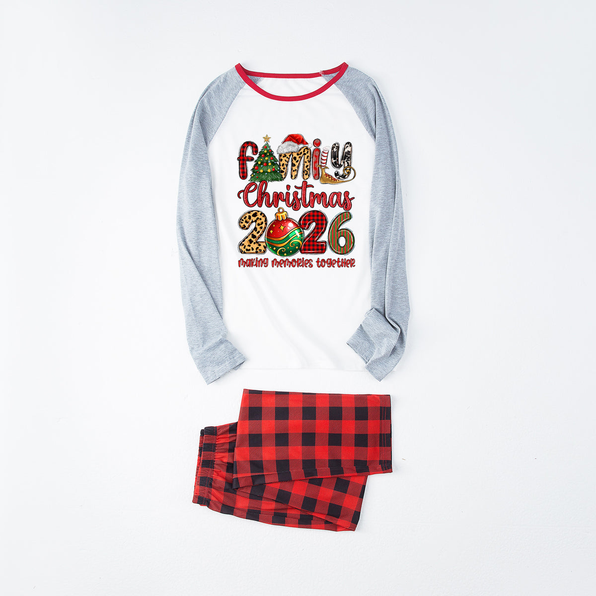 Christmas Pajamas Colorful Ornament Letter Print Matching Family Photo Outfit Christmas Sleepwear CHP-112