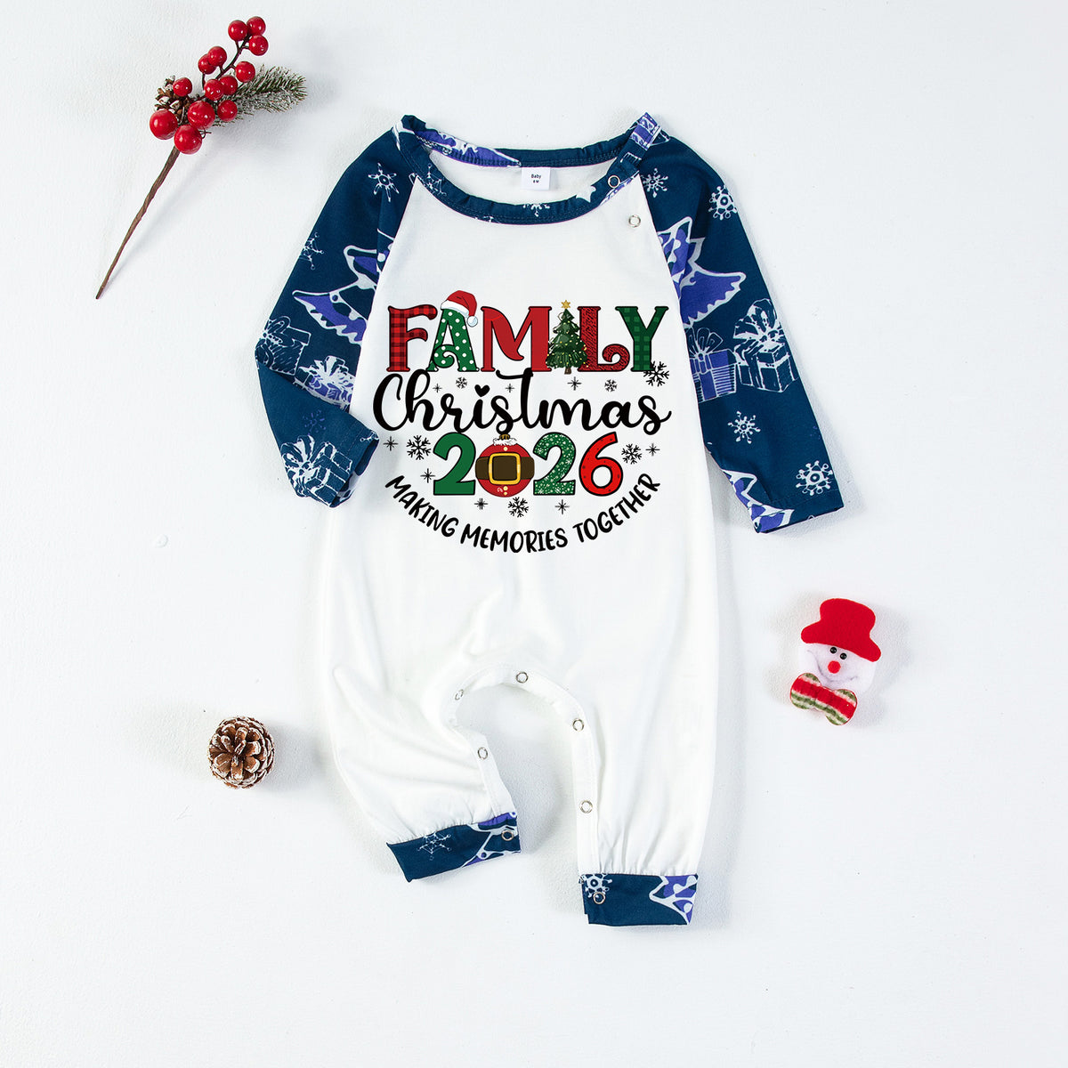 Christmas Pajamas Family Christmas 2026 Plaid Letter Christmas Ornament Print Matching Family Sleepwear CHP-136